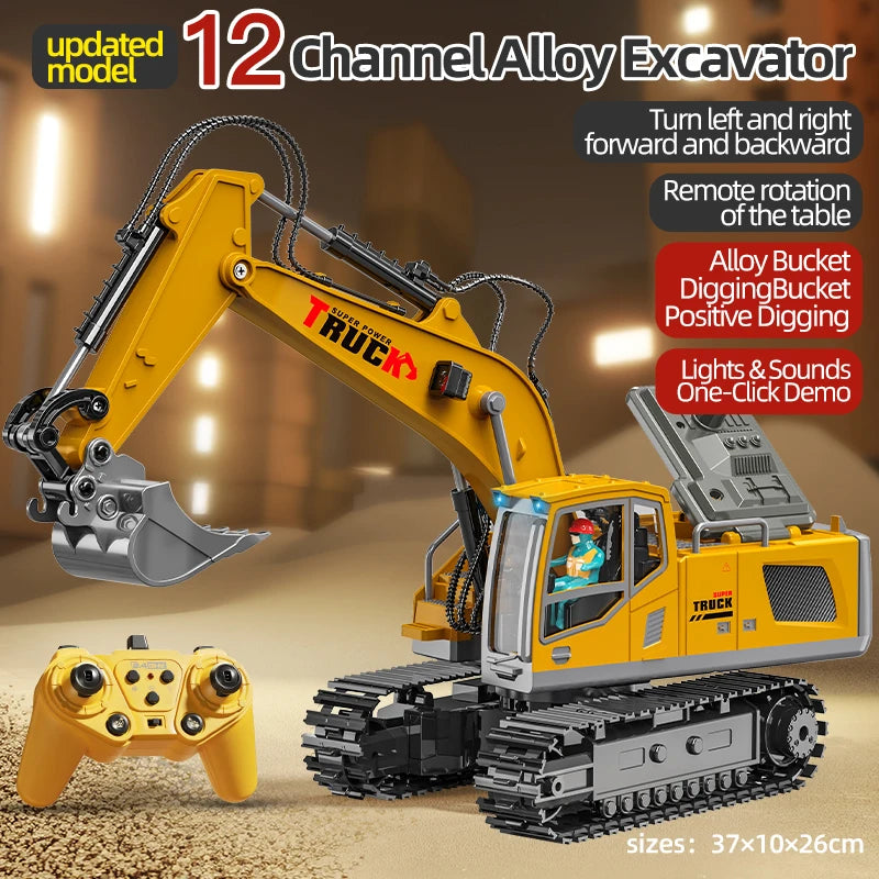 Alloy RC Excavator - Lights and Sound Engineering Vehicle