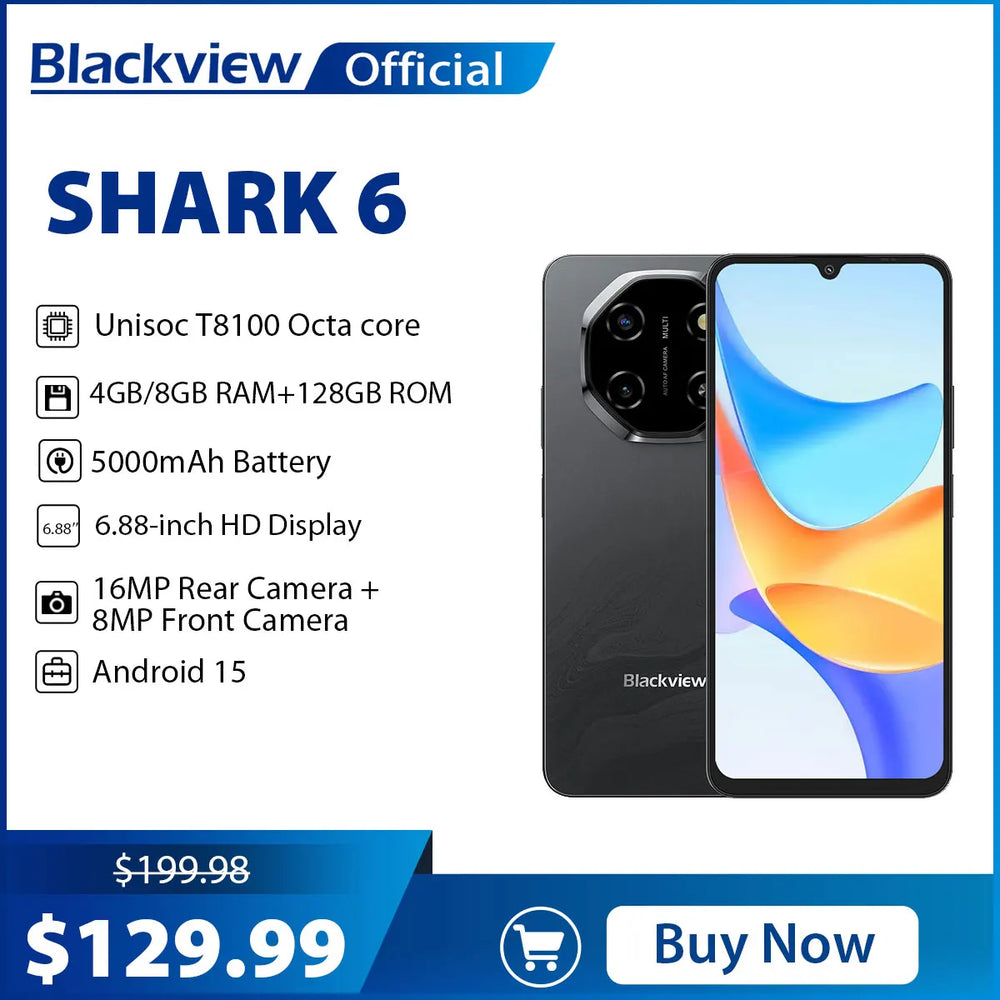 Blackview SHARK 6 5G - 6.88" display 120Hz, 8MP camera