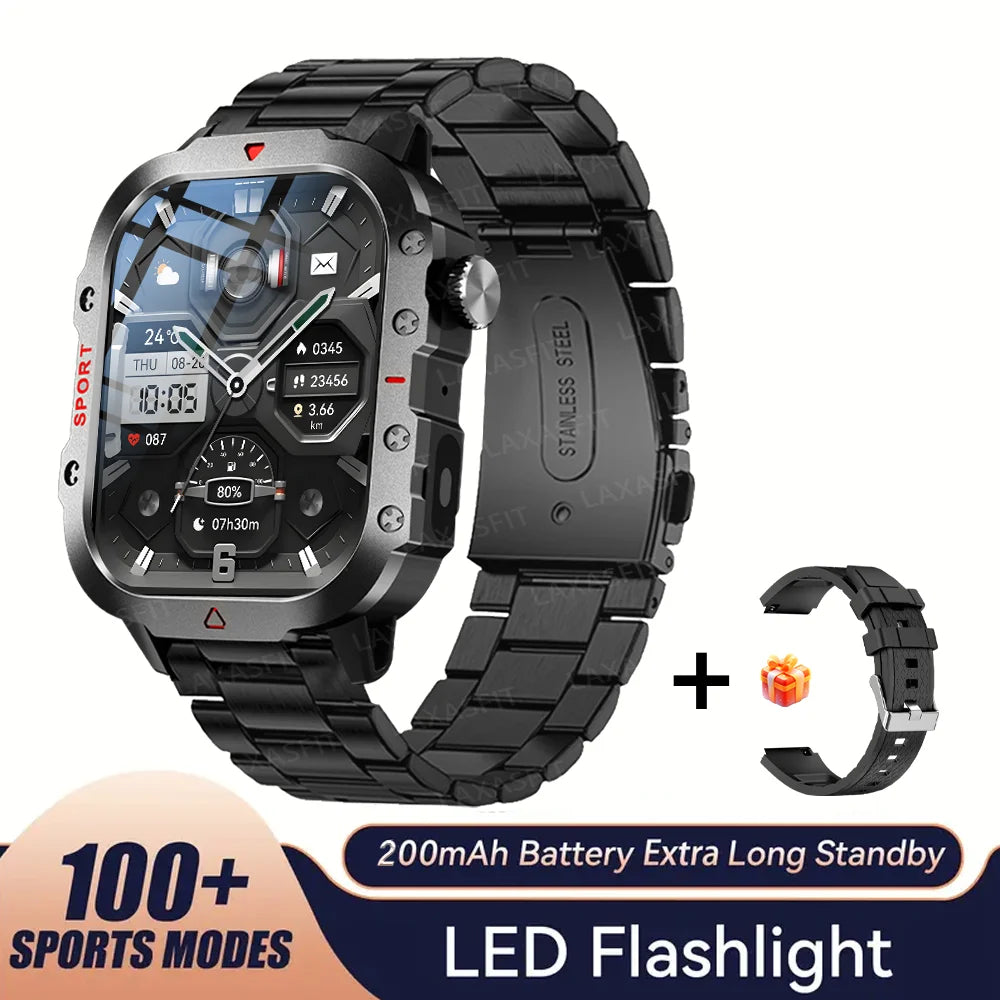 KESHUYOU Outdoor Smart Watch - 2.01" HD Screen and LED Flashlight