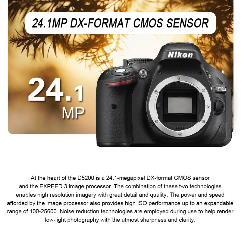Nikon D5200 DSLR Camera - 24MP Body with Optional 18-55mm Lens