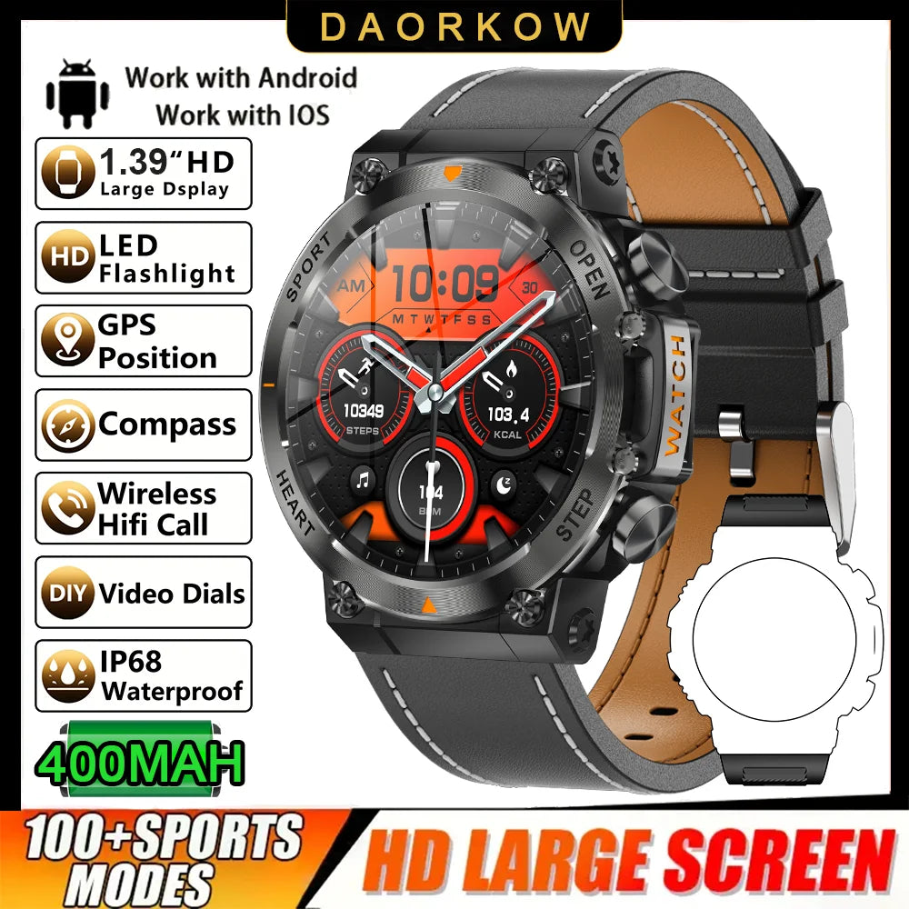 DAORKOW Smart Watch - 1.39" HD display, Bluetooth calling, heart rate tracking