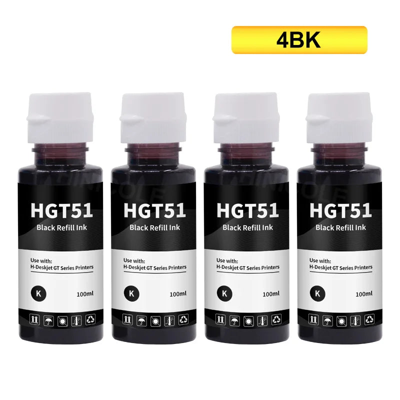 GT51 GT52 Dye Ink Bottle Set - Compatible Refill for HP Tank Printers