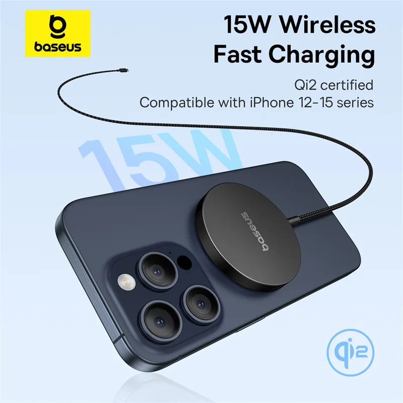 Baseus 15W Qi2 Magnetic Wireless Charger - 15W charging, magnetic alignment