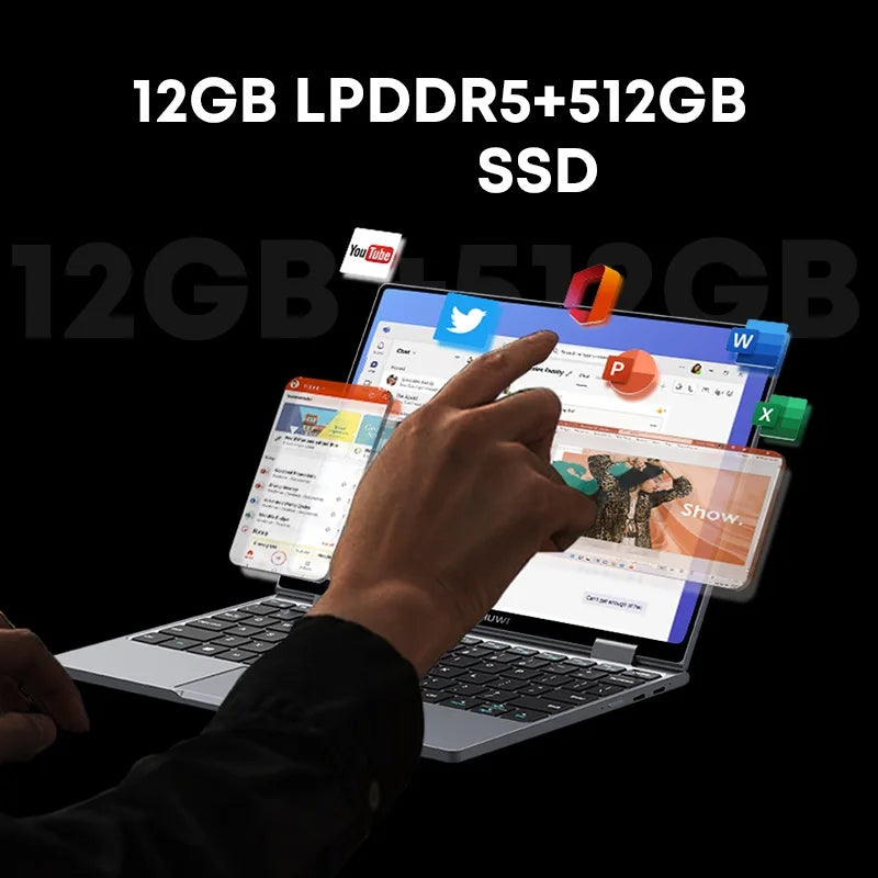 CHUWI MiniBook X Laptop - Intel N100, 1920x1200 60 Hz display and 12GB RAM and 512GB SSD