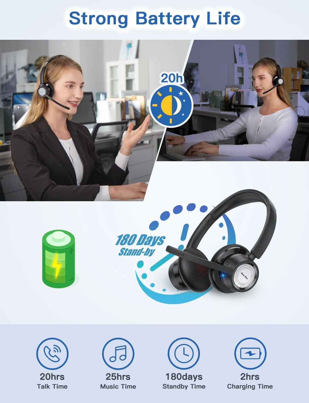 Bee BH58 Earbuds - Bluetooth 5.0 and 25 Hrs playtime