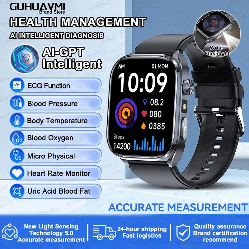 ECG Health Smart Watch - Blood Pressure, BT Calling and Wellness Tracking