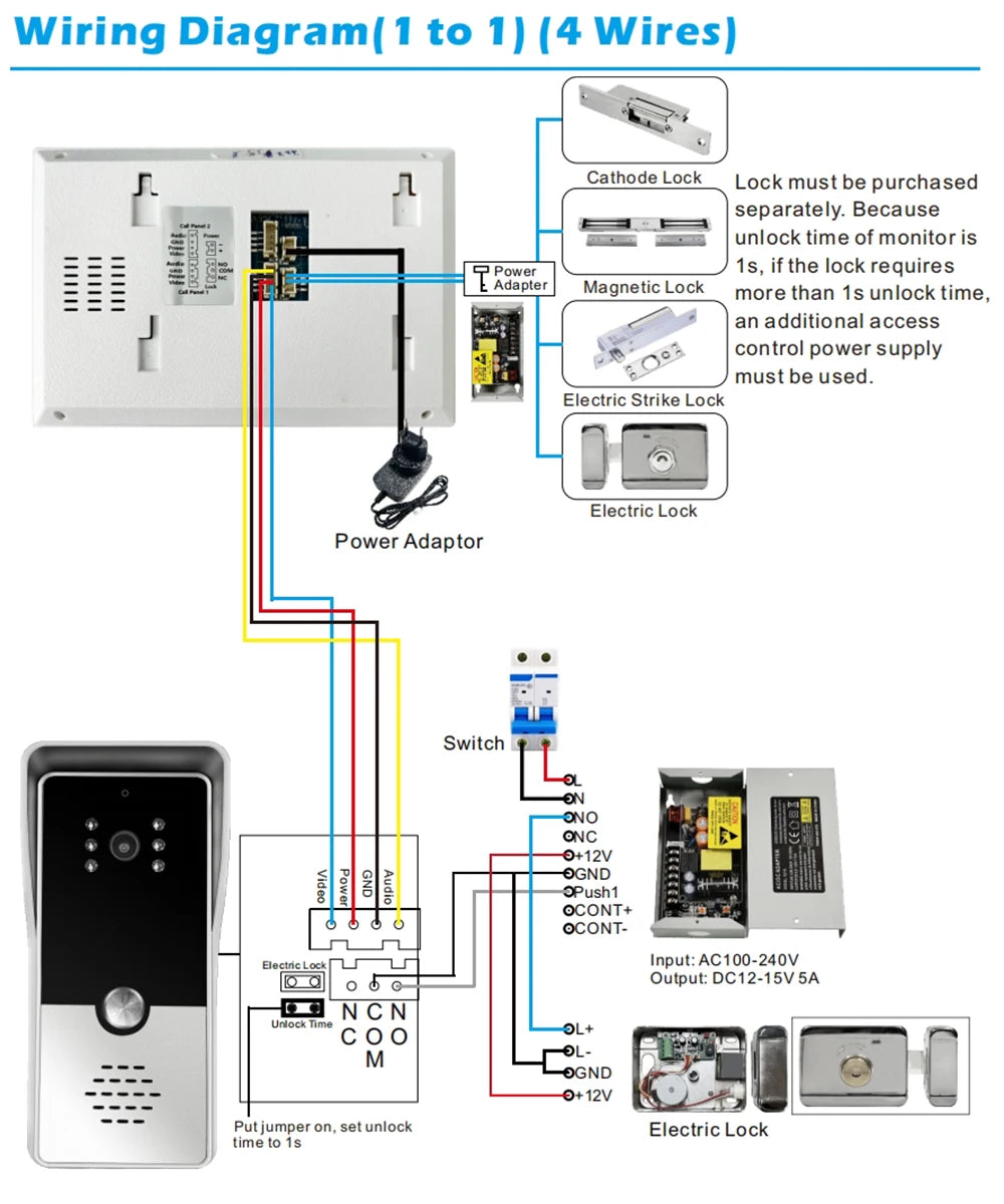 7-Inch Video Intercom System - Wired Doorbell Camera with Indoor Monitor