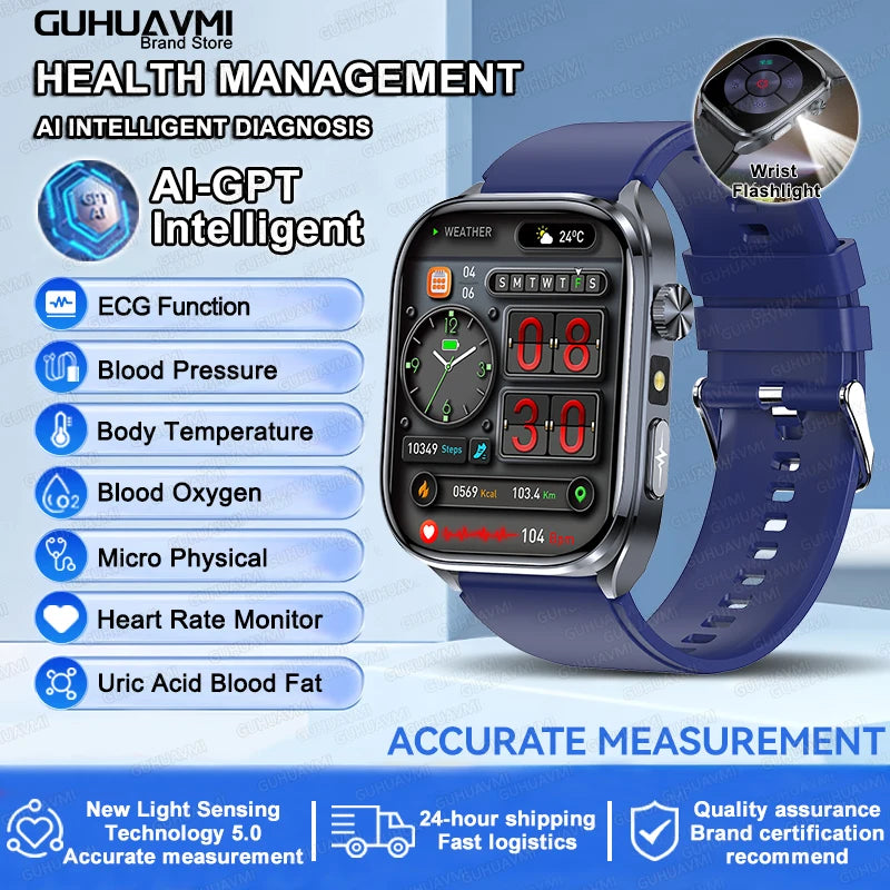 ECG Health Smart Watch - Blood Pressure, BT Calling and Wellness Tracking