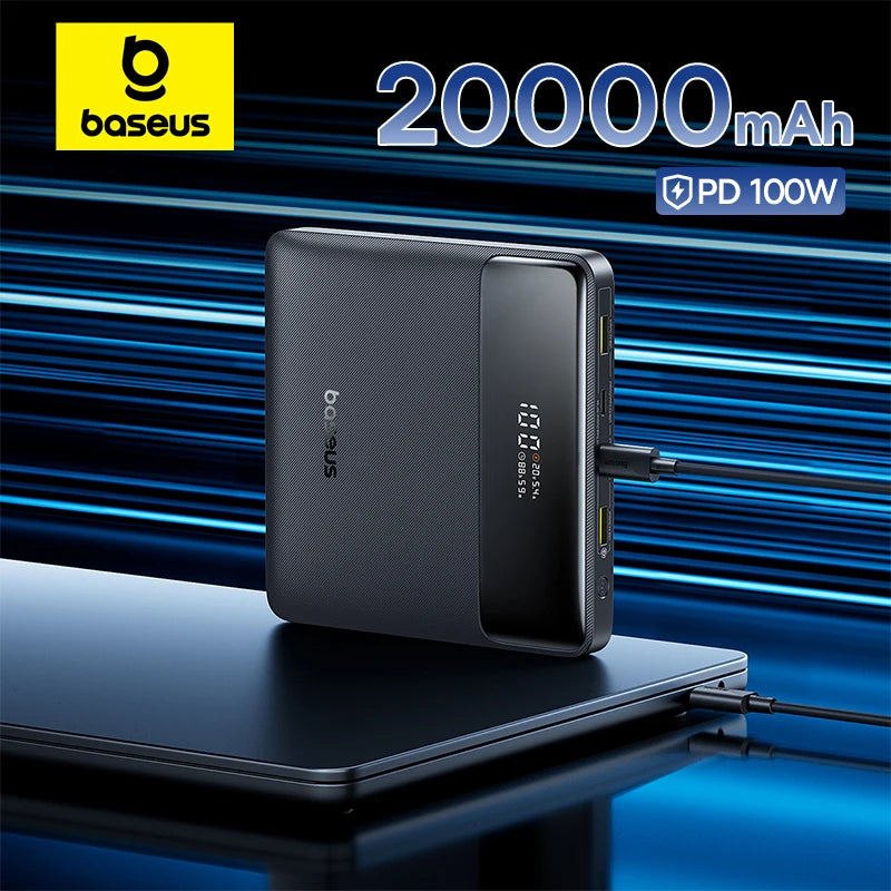 BASEUS 20000mAh Power Bank - 20000mAh capacity, 100W fast charge