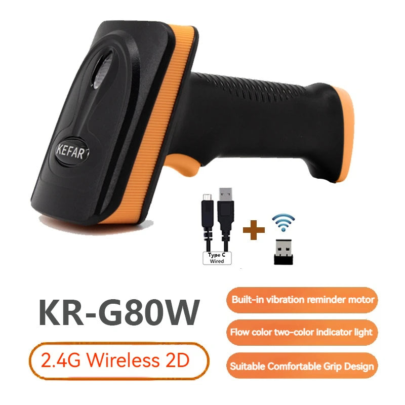 Wireless 2D Barcode Scanner - Bluetooth, 2.4G and USB Support
