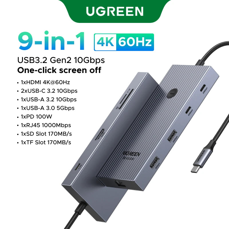 UGREEN USB-C Docking Station - 12-in-1 Hub with HDMI, DP and Ethernet