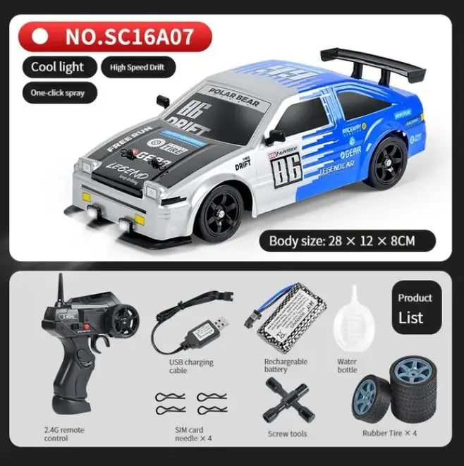 4WD RC Drift Car - High-Speed Stunt Vehicle with Lights