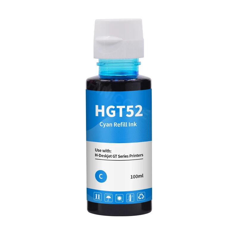 GT51 GT52 Dye Ink Bottle Set - Compatible Refill for HP Tank Printers