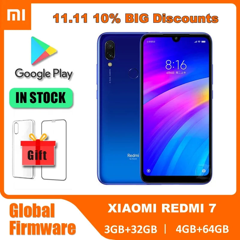 Xiaomi Redmi 7 Smartphone - 6.81" display, 8MP camera
