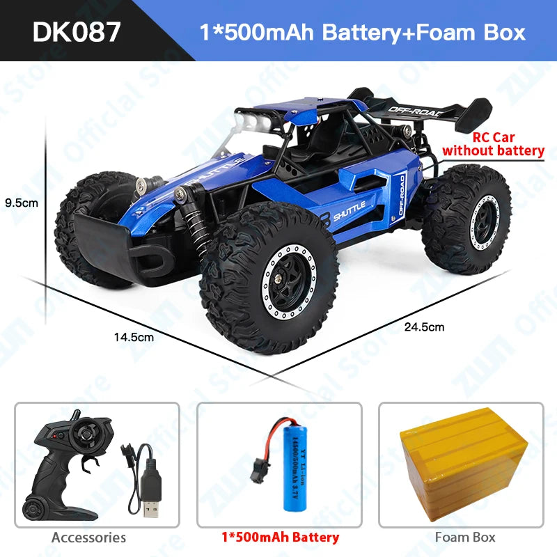 2WD Off-Road RC Climbing Car - LED Adventure Vehicle