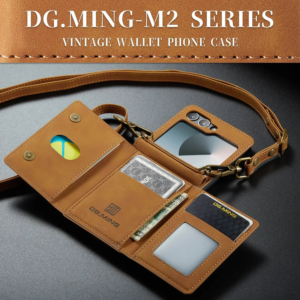 Wallet Phone Case for Samsung Galaxy Z Flip - wallet card slots, crossbody strap