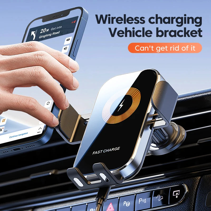 15W Wireless Car Charger Mount - 15W charging, smart car mount