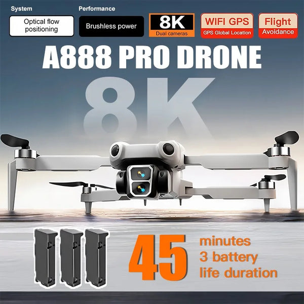 A888 Pro Drone - 4K Dual Camera and 3-Sided Obstacle Avoidance