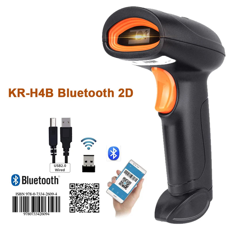 Wireless 2D Barcode Scanner - Bluetooth, 2.4G and USB Support