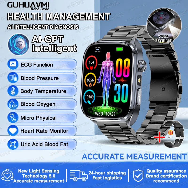 ECG Health Smart Watch - Blood Pressure, BT Calling and Wellness Tracking