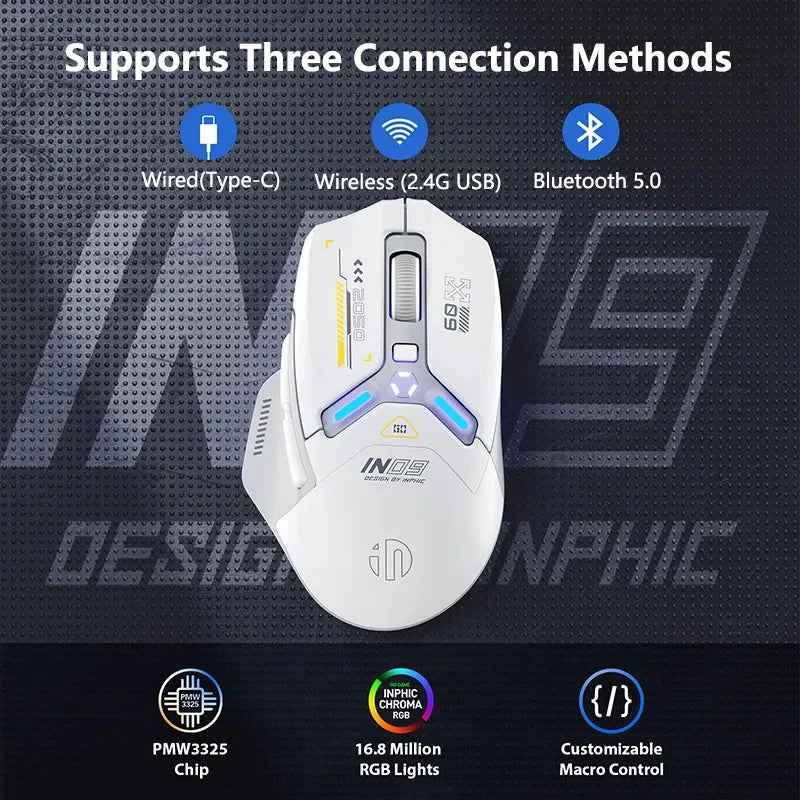 Inphic IN9 Wireless Gaming Mouse - Rechargeable RGB with 12000 DPI