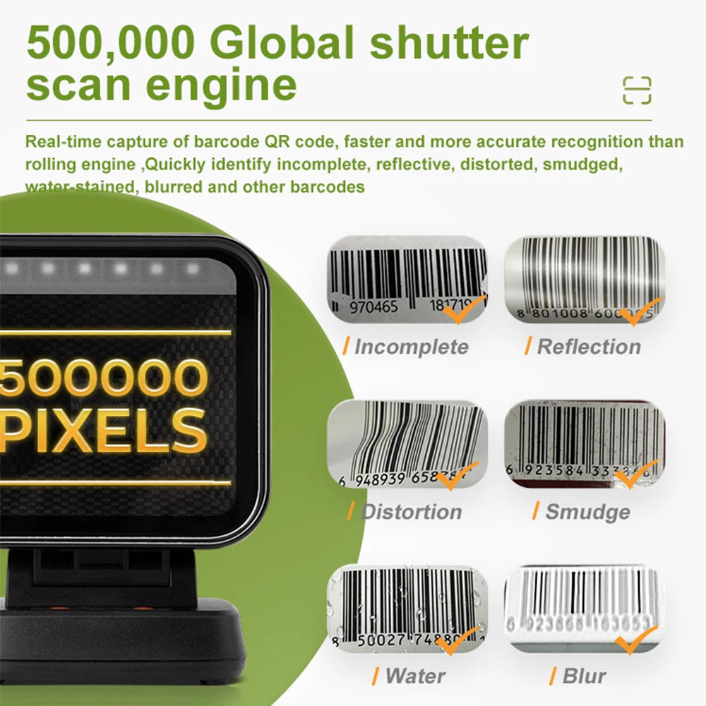 2D Desktop Barcode Scanner - Hands-Free QR and PDF417 Reading