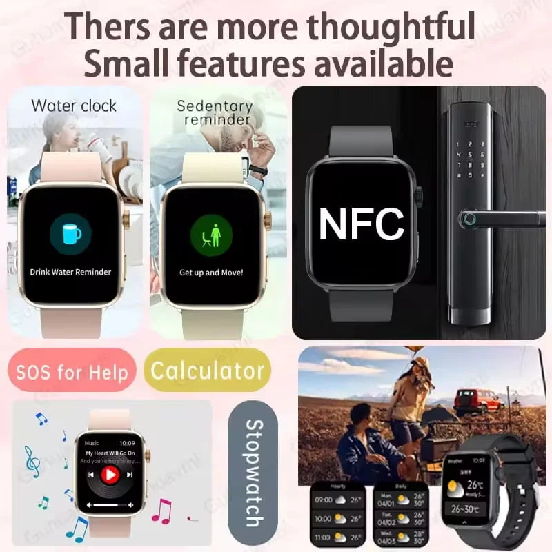 AI Health Smartwatch - HRV, NFC, Blood Pressure and Sports Tracking