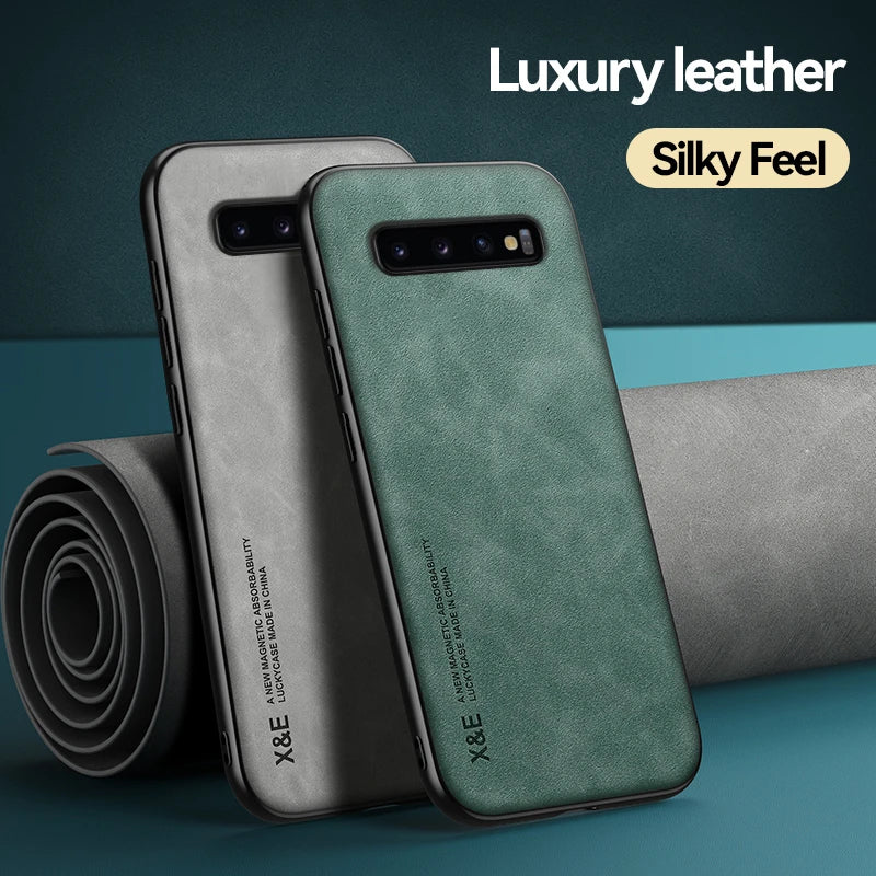 Protective Phone Case for Samsung Galaxy - magnetic hold, leather finish