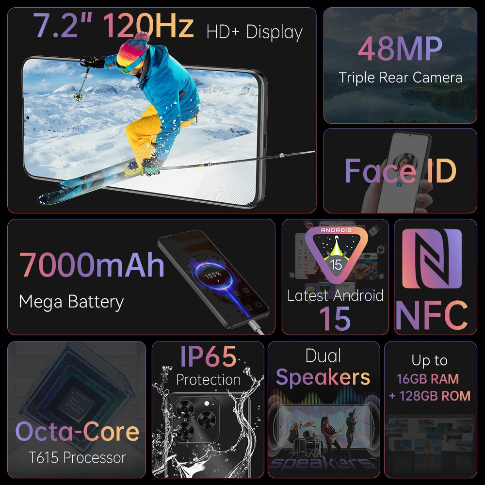Cubot Note 60 Smartphone - 7.2" display 120 Hz, 16MP camera