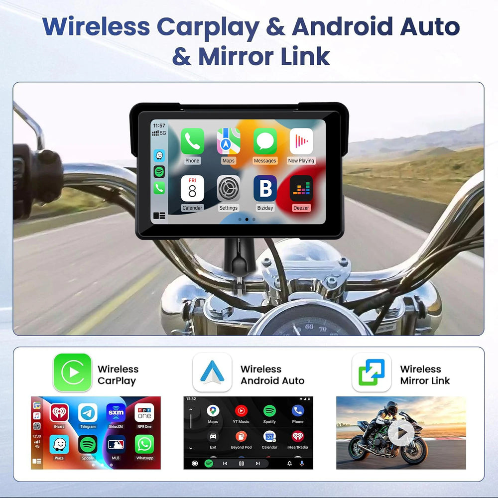5"/7" 2K Portable Motorcycle DVR GPS Navigator - 5" screen and Android Auto