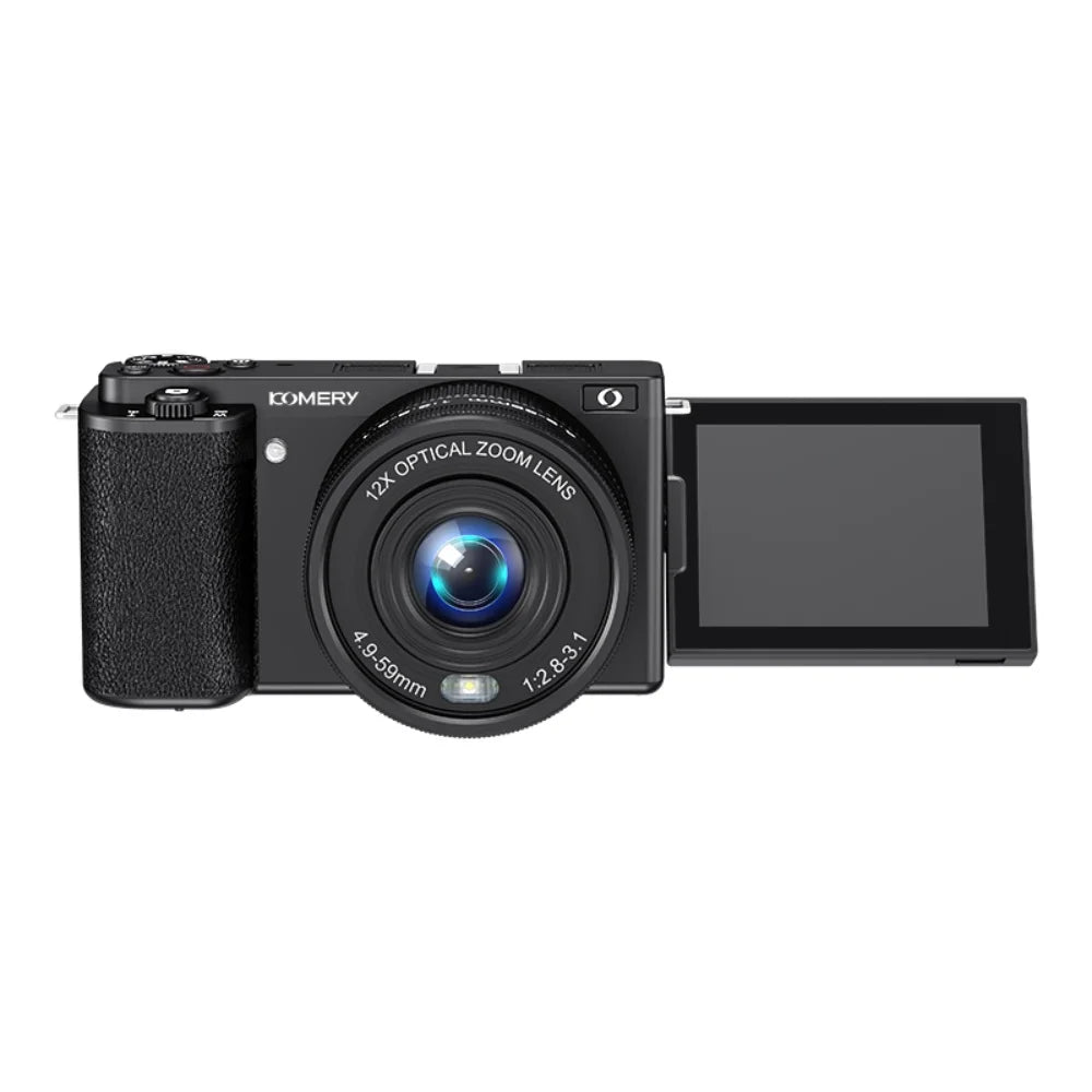 4K Digital Selfie Camera - 64MP, 12X Zoom and Flip Screen