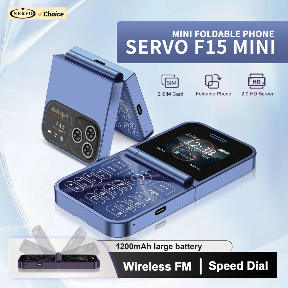 SERVO F15 Mini Flip Phone - 2.0" display, None Front Camera camera