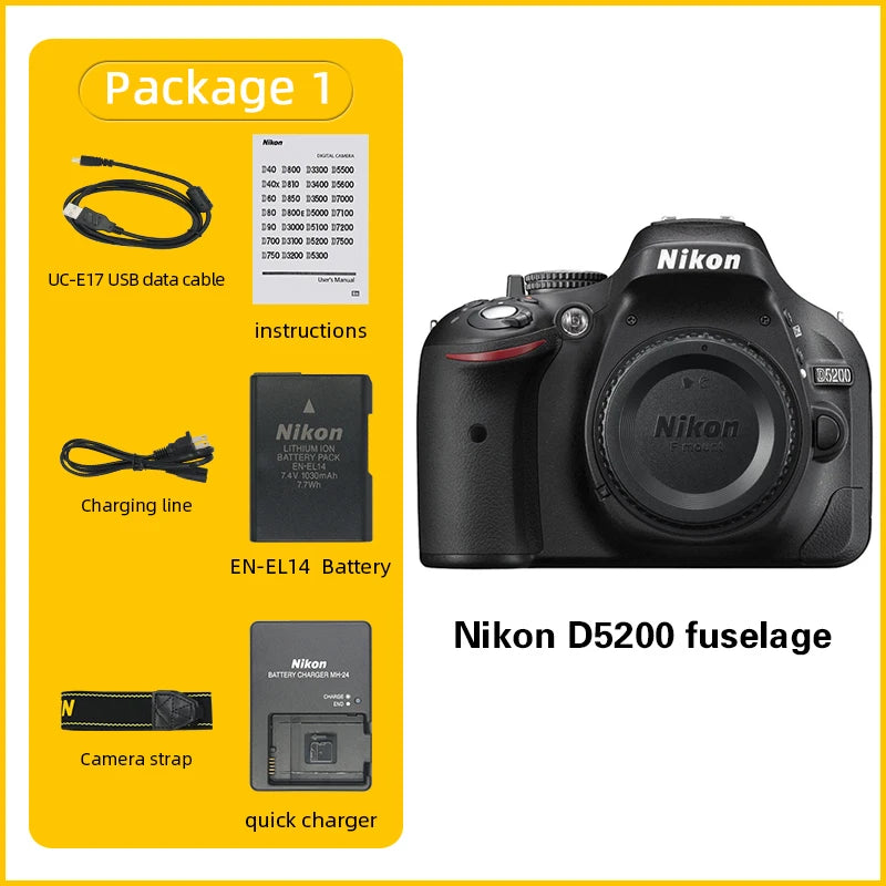 Nikon D5200 DSLR Camera - 24MP Body with Optional 18-55mm Lens