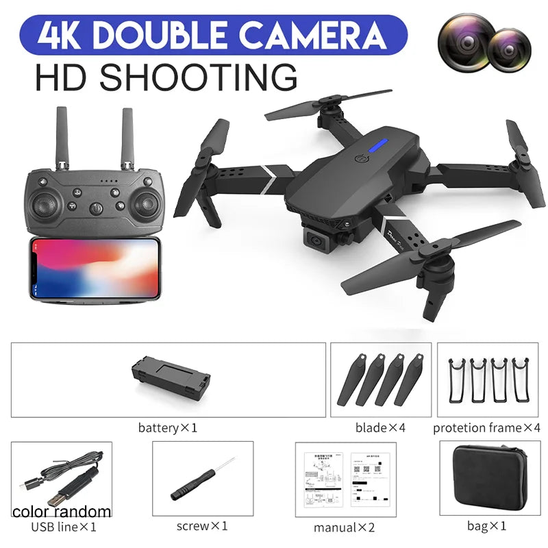E88Pro RC Drone - 4K Wide-Angle Camera, WiFi FPV and Foldable Design