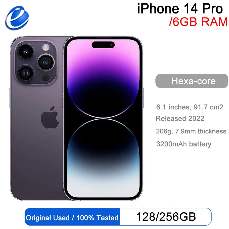 Apple iPhone 14 Pro - 6.1" display, 12mp camera