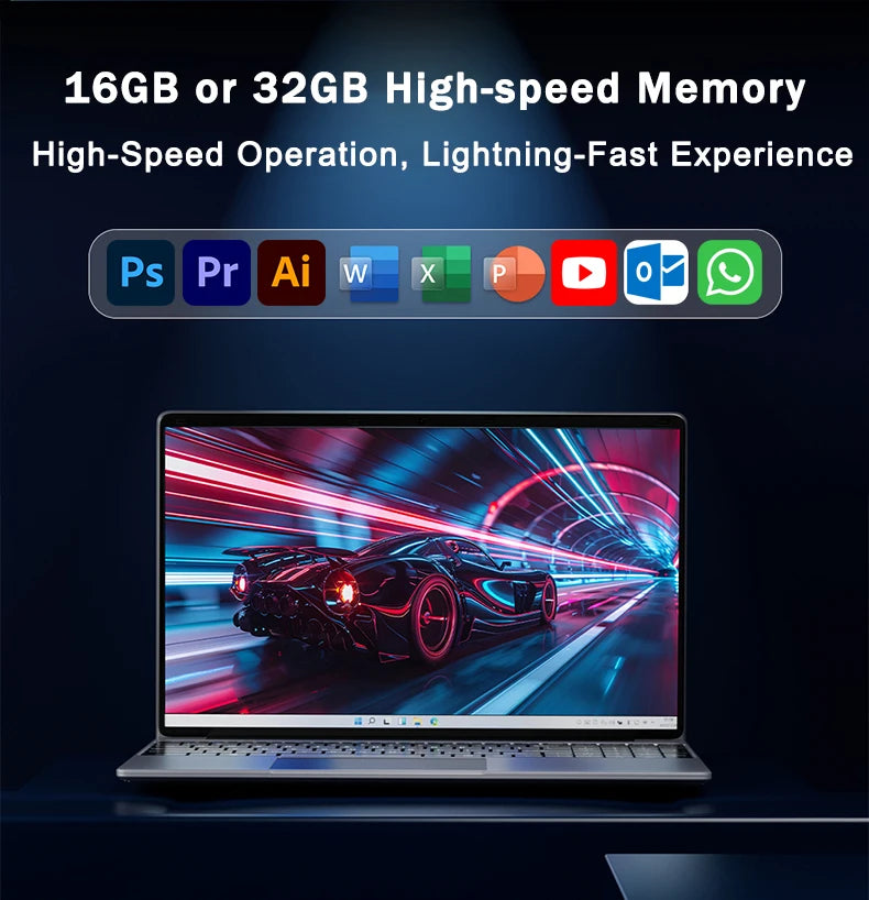Lightweight 15.6" Laptop - Intel UHD Graphics, 1920x1080 60 Hz display and 32 GB RAM and 2TB SSD