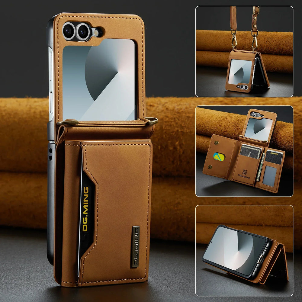Wallet Phone Case for Samsung Galaxy Z Flip - wallet card slots, crossbody strap