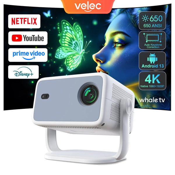 velec TP350 NTV Projector - 1080P support, Android 13, 650ANSI brightness