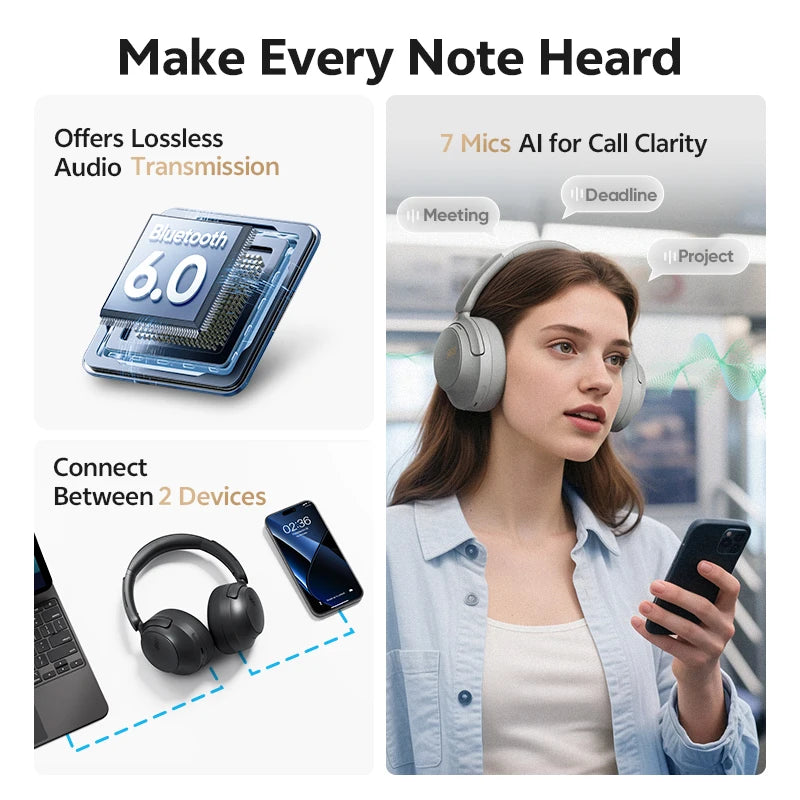 QCY H3S -56dB Adaptive Earbuds - Bluetooth Other, Yes ANC and 102 hours ANC off playtime