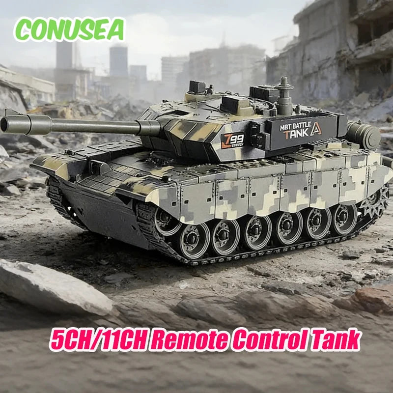 RC Battle Tank - 4-Channel Crawler with Rechargeable Power