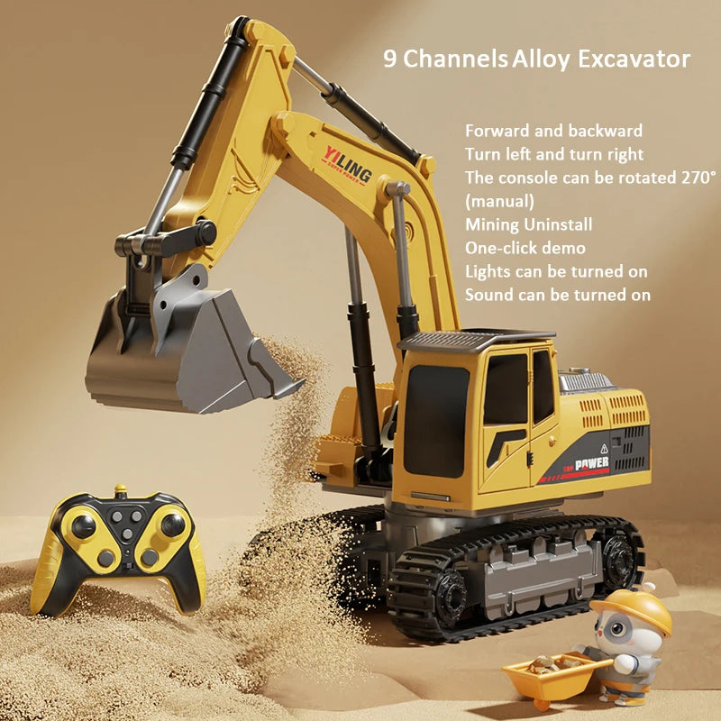 Alloy RC Excavator - Lights and Sound Engineering Vehicle