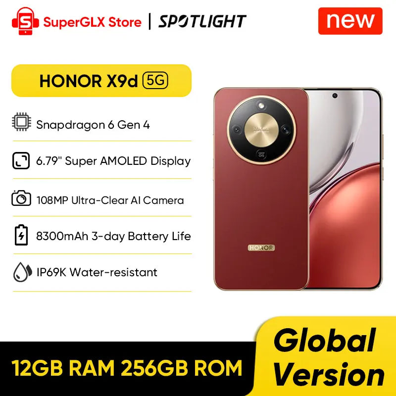 HONOR X9d 5G Smartphone - 6.79" AMOLED, 108MP Camera and 8300mAh Battery
