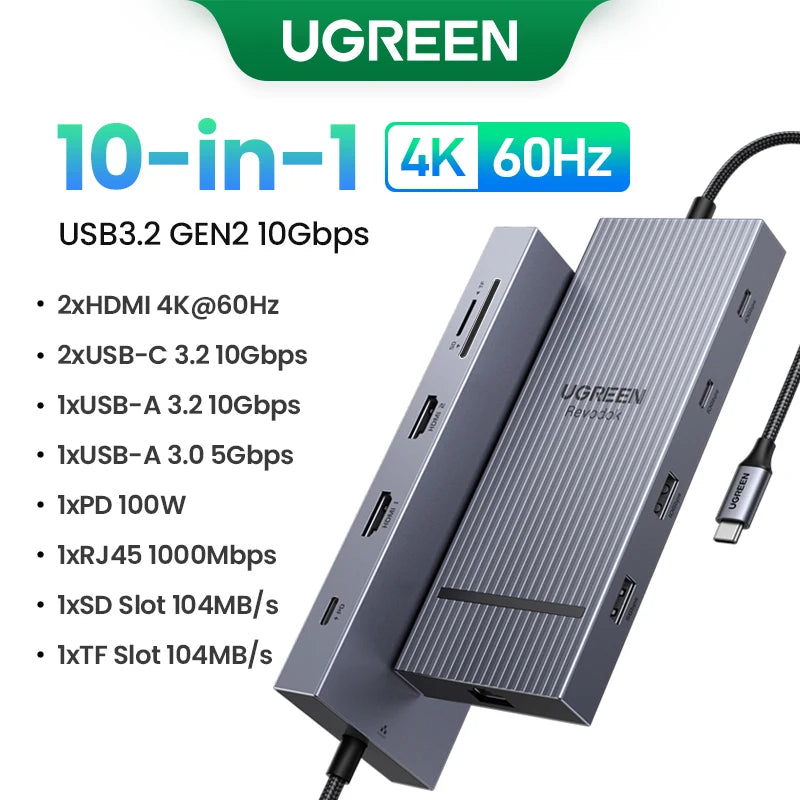 UGREEN USB-C Docking Station - 12-in-1 Hub with HDMI, DP and Ethernet
