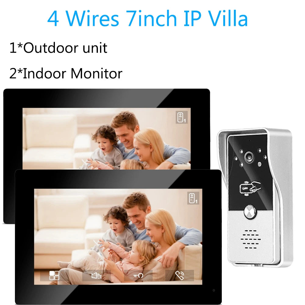 7-Inch Video Intercom System - Wired Doorbell Camera with Indoor Monitor