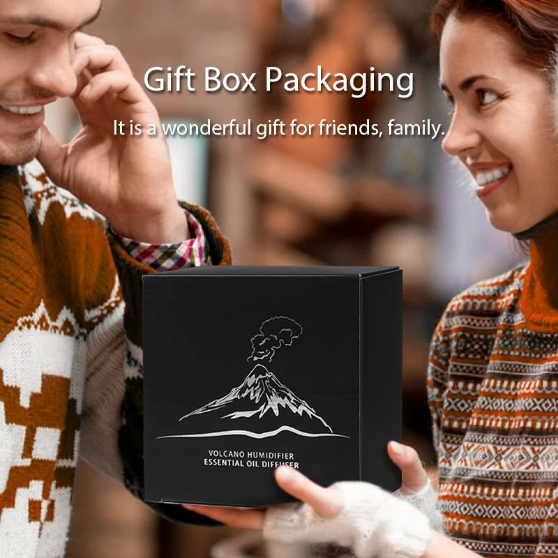 Volcanic Aroma Diffuser - 130ml Flame Humidifier with Night Light