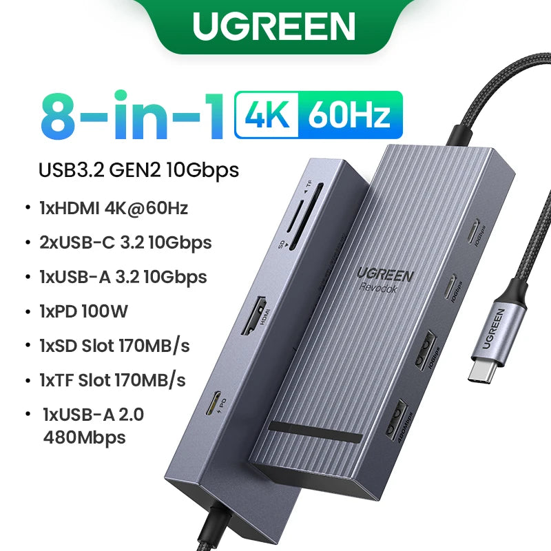 UGREEN USB-C Docking Station - 12-in-1 Hub with HDMI, DP and Ethernet