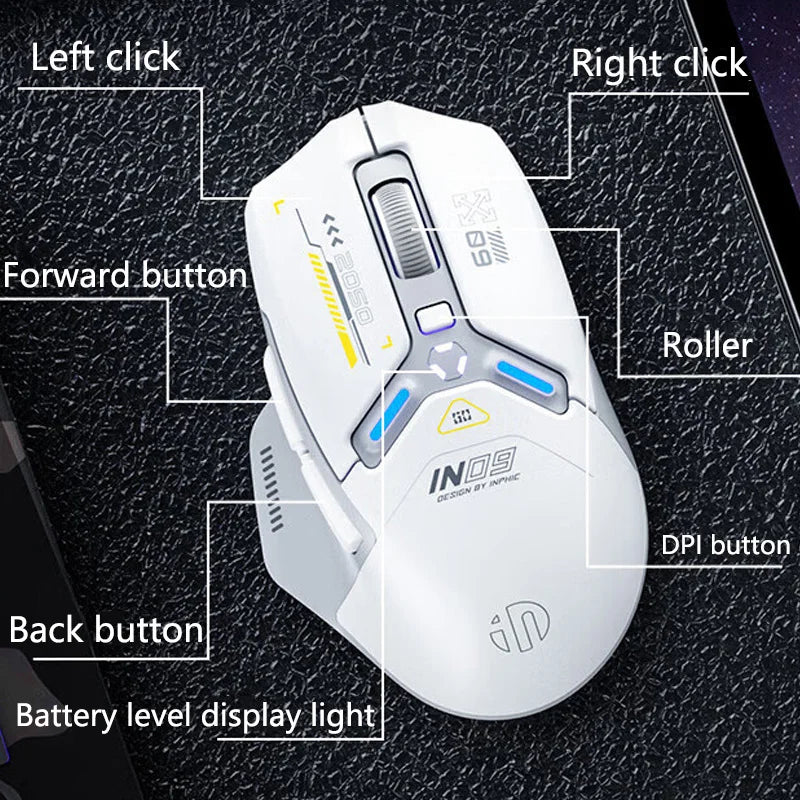Inphic IN9 Wireless Gaming Mouse - Rechargeable RGB with 12000 DPI