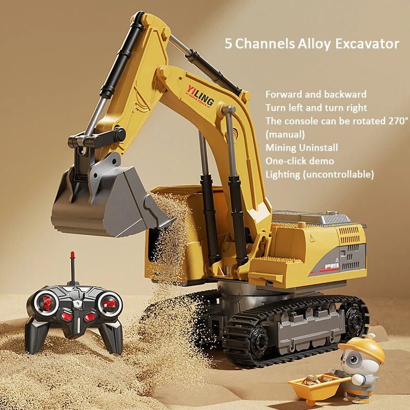 Alloy RC Excavator - Lights and Sound Engineering Vehicle