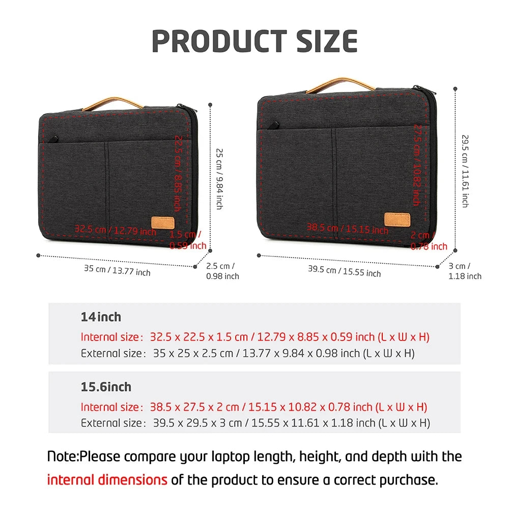 Shockproof Laptop Briefcase - 14-15.6 Inch Compatible Carry Case