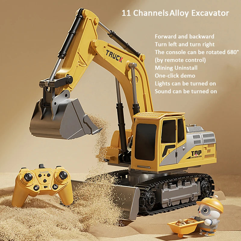 Alloy RC Excavator - Lights and Sound Engineering Vehicle